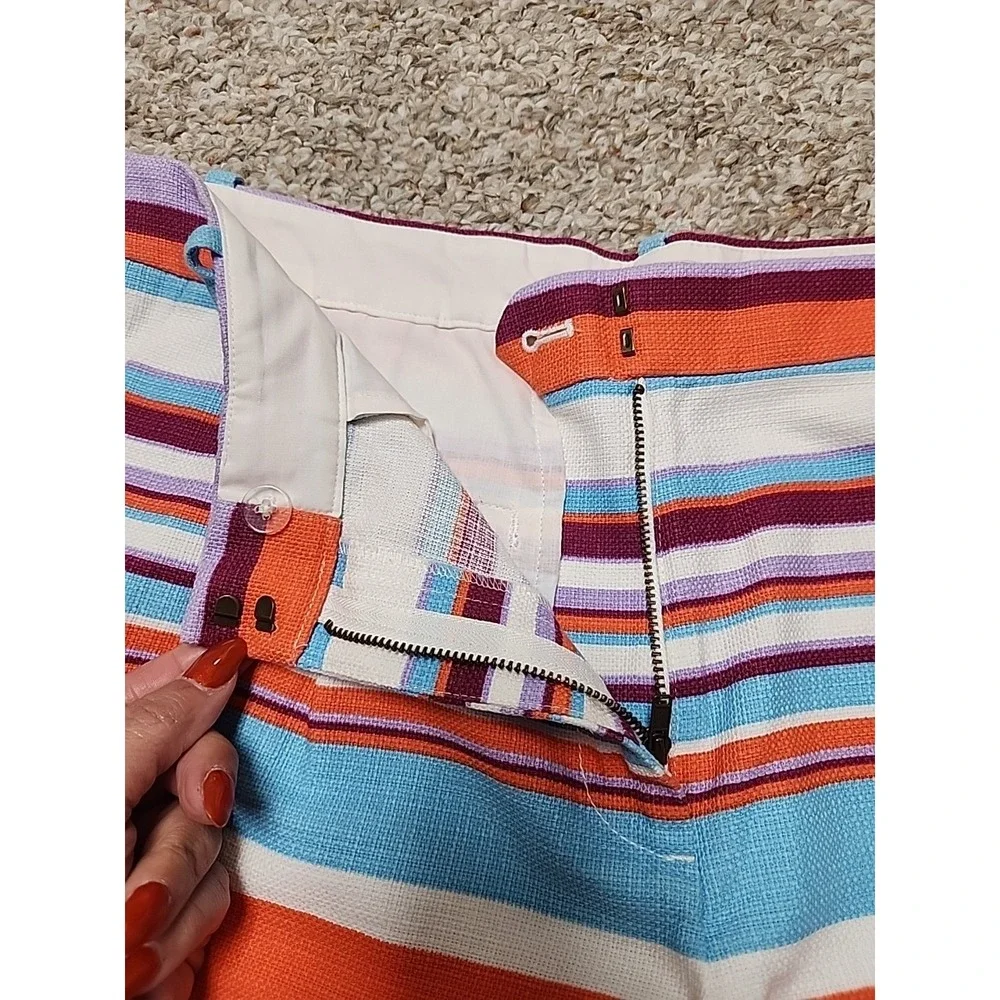 J. Crew‎ Women's Size 10 White Wine Blue Striped 100% Cotton Cute 32x4